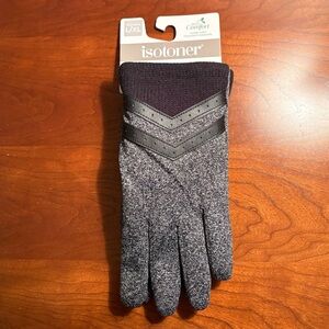 Isotoner Comforter Smart Dri Smart‎ Touch Black Heathered Gloves NWT L/XL